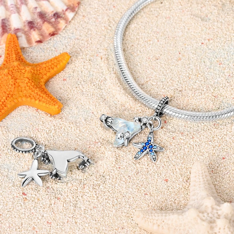 Pangama Jewelry Mermaid Tail and Blue Starfish Ocean Charm