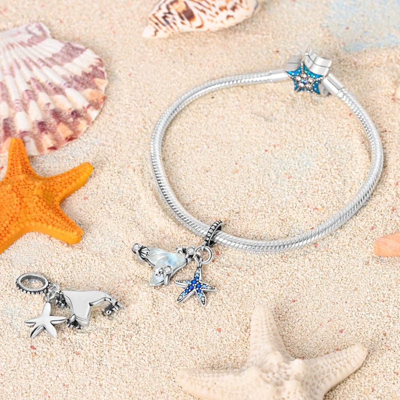 Pangama Jewelry Mermaid Tail and Blue Starfish Ocean Charm
