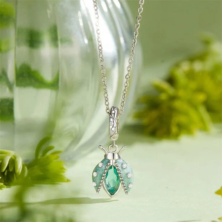 Pangama Jewelry Mint Green Crystal Ladybug Dangle Charm