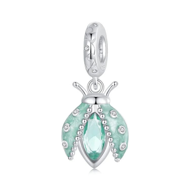 Pangama Jewelry Mint Green Crystal Ladybug Dangle Charm