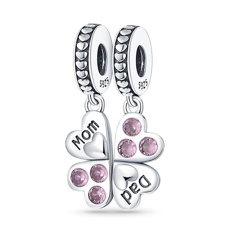 Pangama Jewelry Mom And Dad Clover Double Dangle Charm