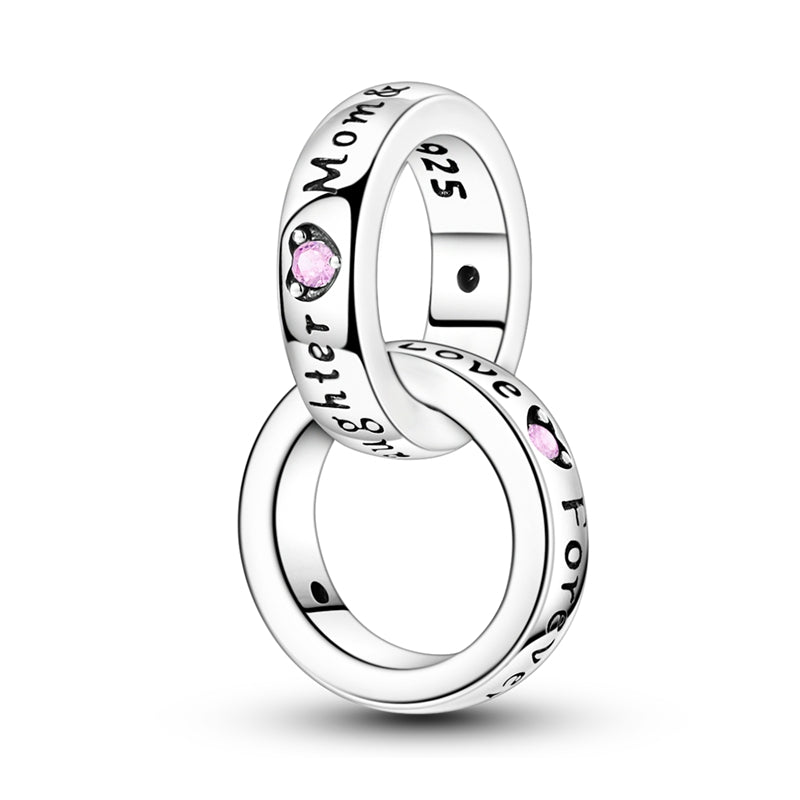 Pangama Jewelry Mom & Daughter Forever Love Interlocking Rings Charm