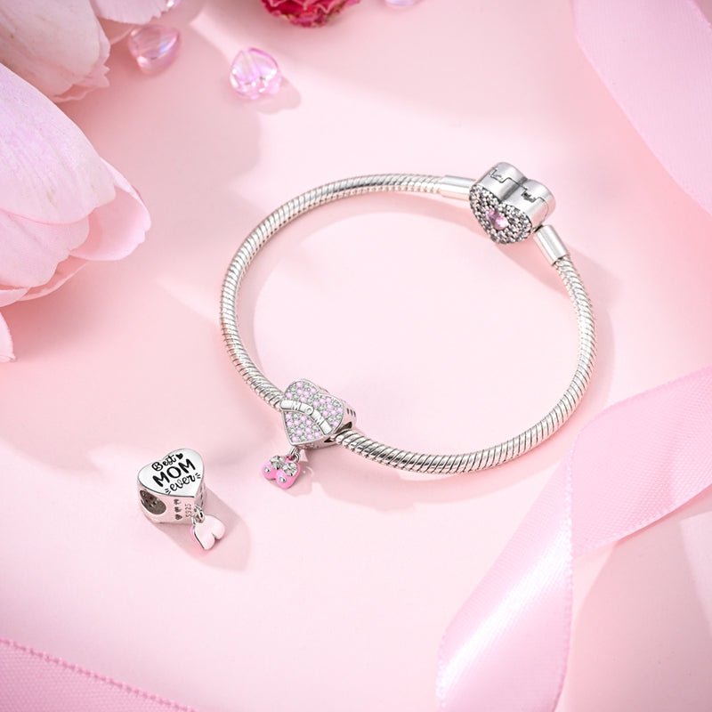 Pangama Jewelry Mom's Love Heart & Baby Shoes Dangle Charm