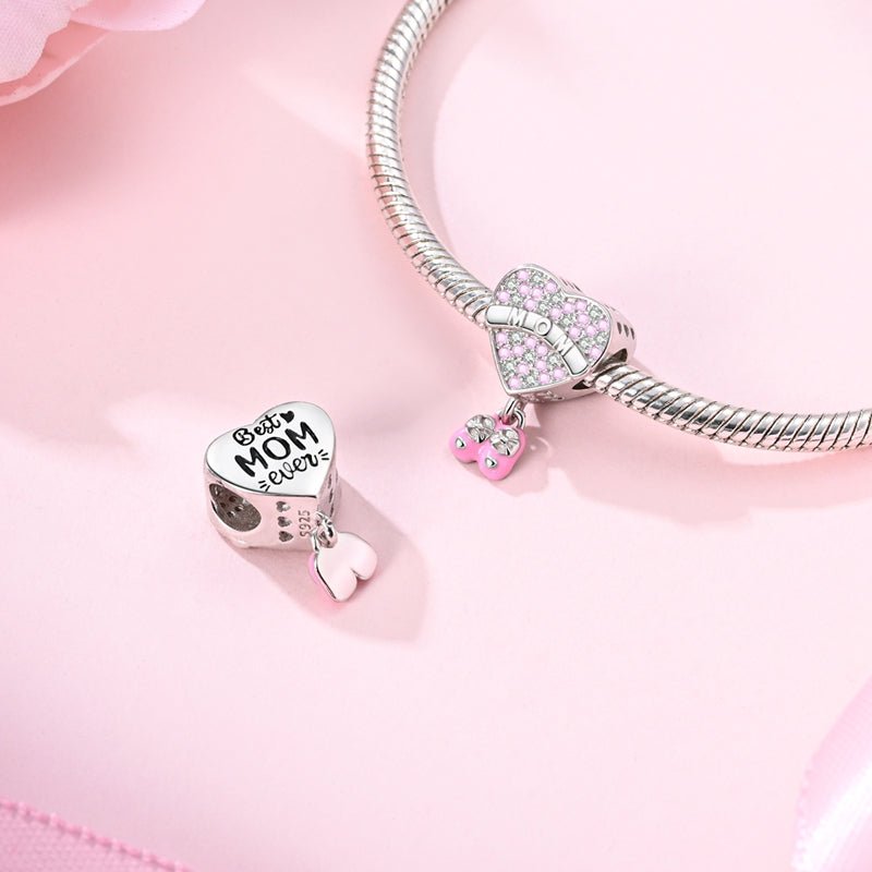 Pangama Jewelry Mom's Love Heart & Baby Shoes Dangle Charm