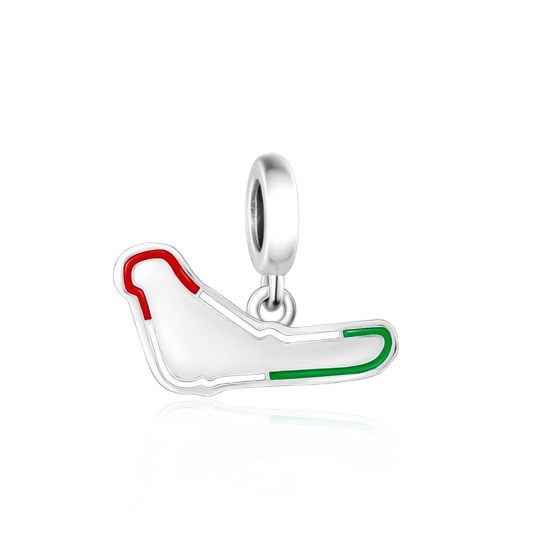 Pangama Jewelry Monza Race Track with Italian Flag Colors Dangle Charm