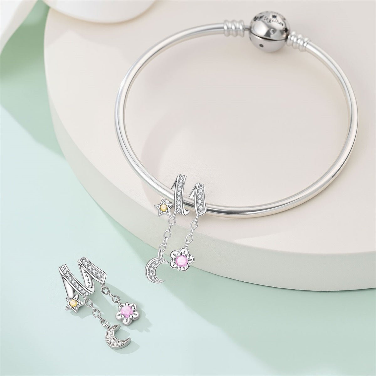 Pangama Jewelry Moon, Star & Flower Dangle Charm