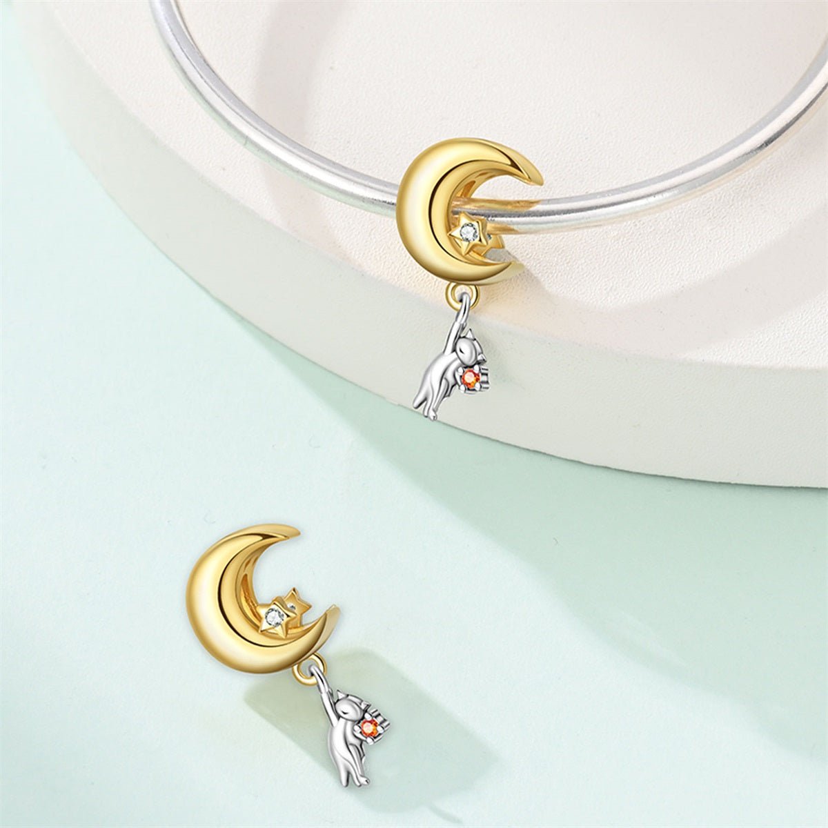 Pangama Jewelry Moonlight Cat Dangle Charm