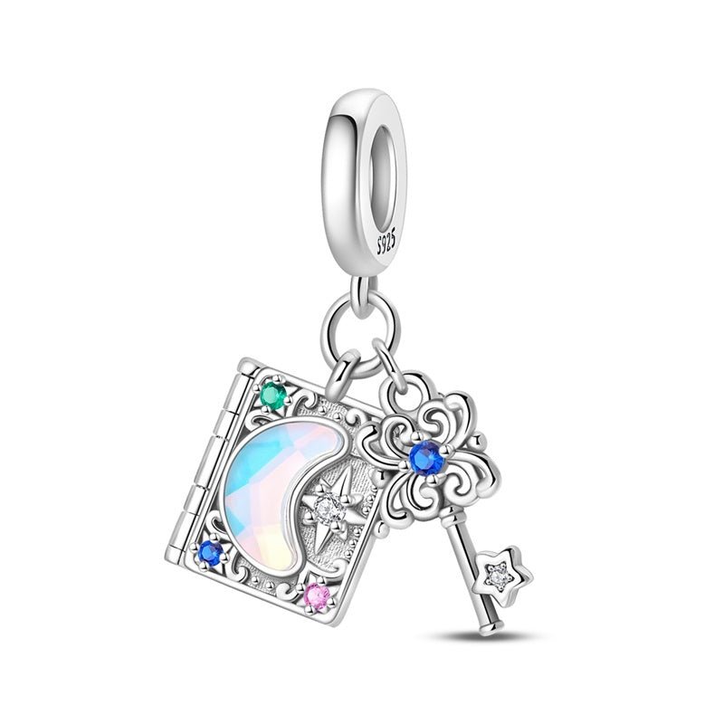 Pangama Jewelry Moonlight Magic Book & Key Dangle Charm