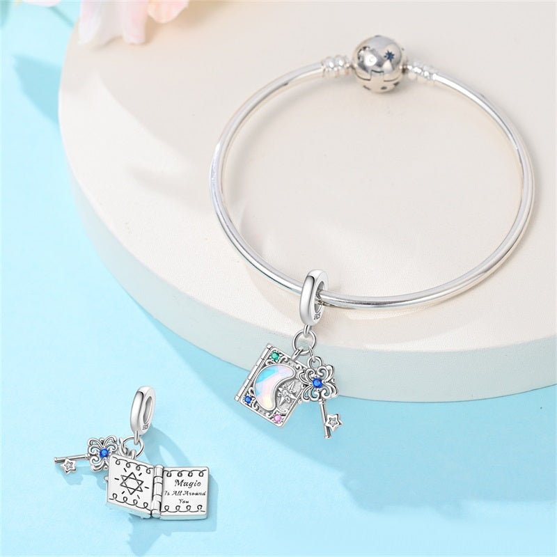 Pangama Jewelry Moonlight Magic Book & Key Dangle Charm