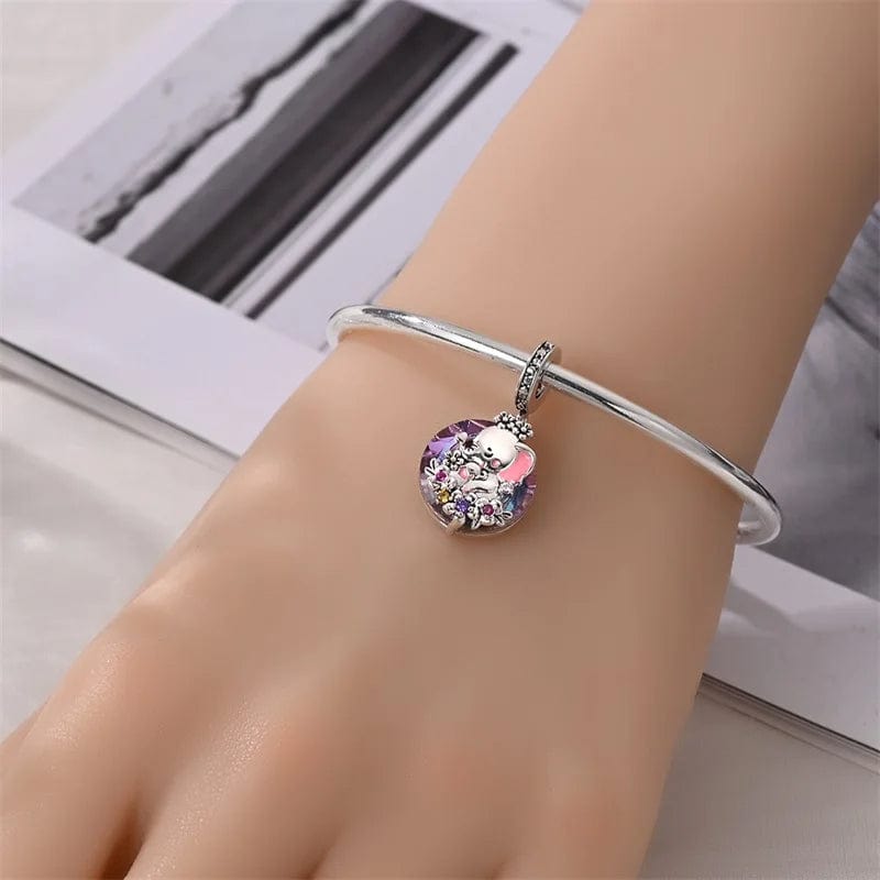 Pangama Jewelry Mother & Baby Elephant Crystal Dangle Charm