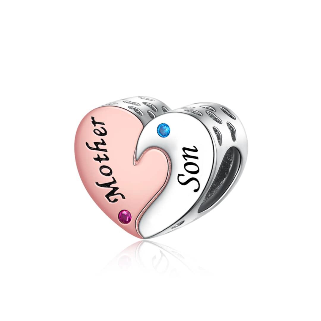 Pangama Jewelry Mother & Son Yin Yang Heart Charm