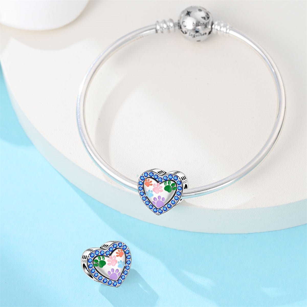Pangama Jewelry Multicolor Paw Prints Heart Charm