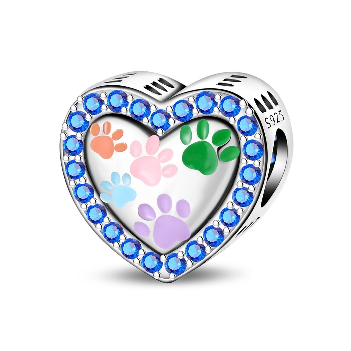 Pangama Jewelry Multicolor Paw Prints Heart Charm