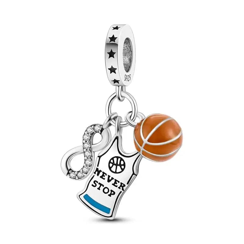 Pangama Jewelry Never Give Up Basketball Dangle Charm