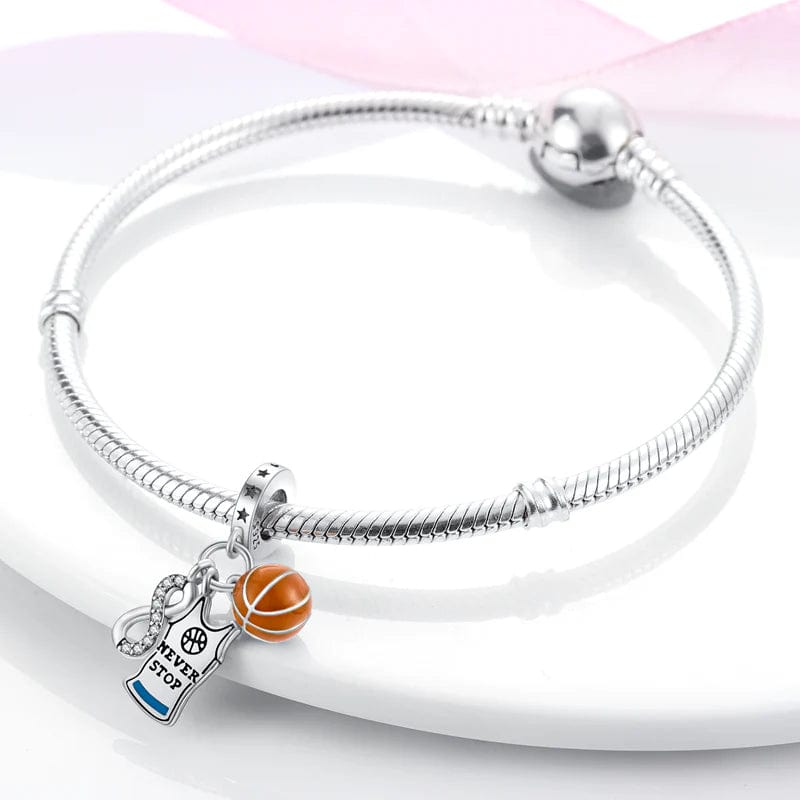 Pangama Jewelry Never Give Up Basketball Dangle Charm
