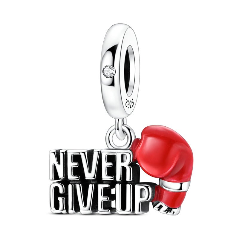 Pangama Jewelry “Never Give Up” Boxing Glove Dangle Charm