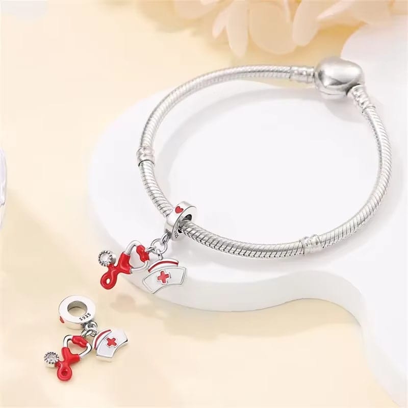 Pangama Jewelry Nurse's Heart, Stethoscope and Cap Charm