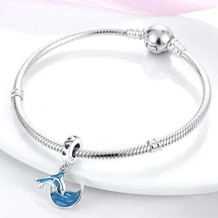 Pangama Jewelry Ocean Blue Dolphin and Sea Dangle Charm