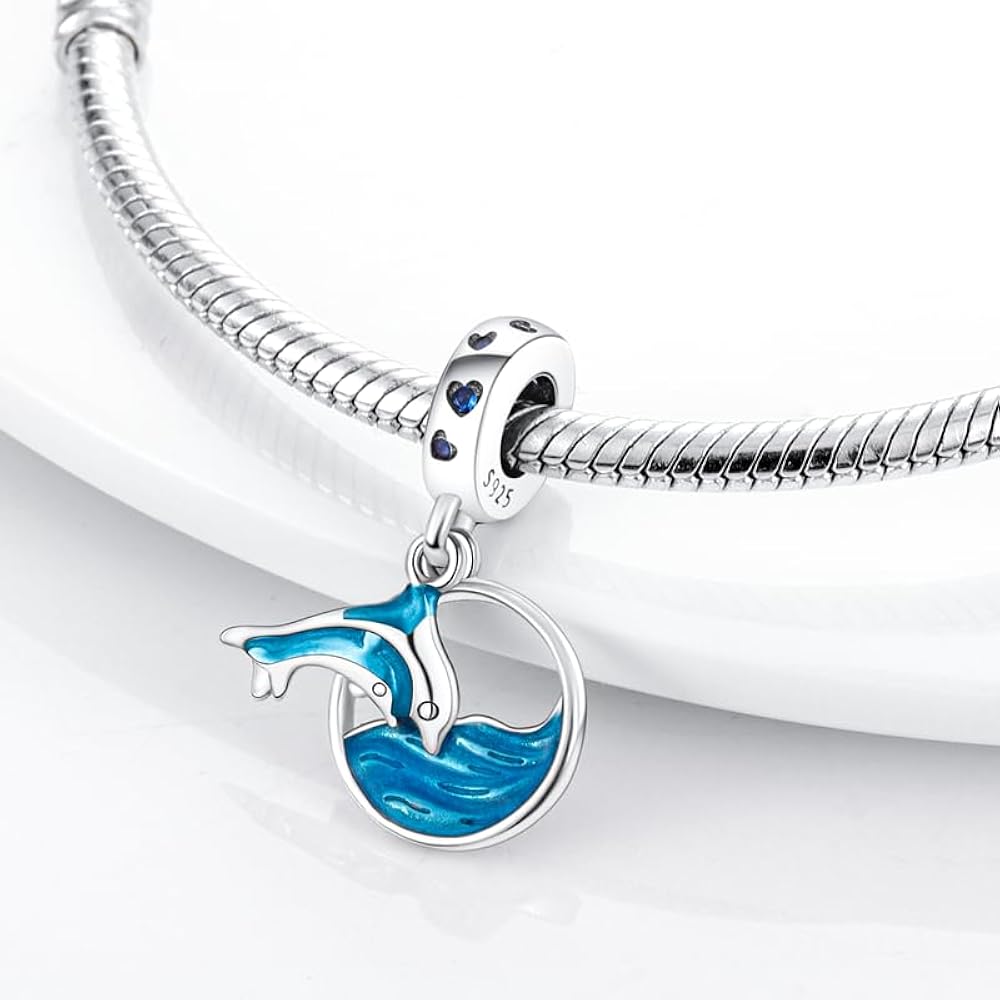Pangama Jewelry Ocean Blue Dolphin and Sea Dangle Charm
