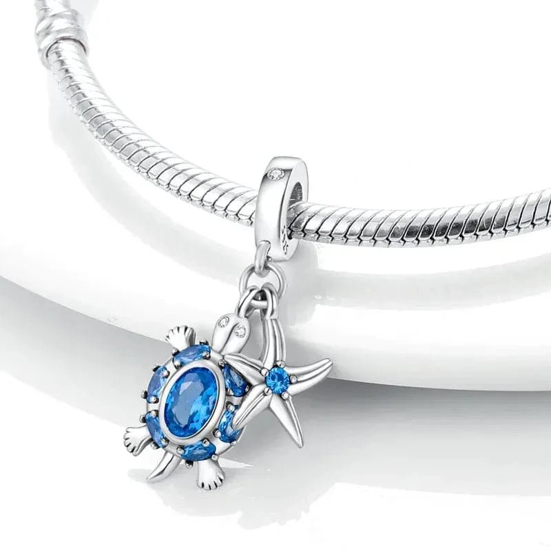 Pangama Jewelry Ocean Blue Turtle and Star Dangle Charm