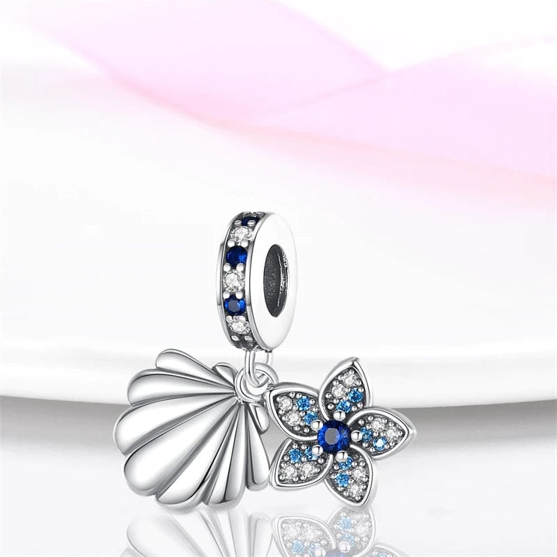 Pangama Jewelry Ocean Clam Shell Flower Dangle Charm