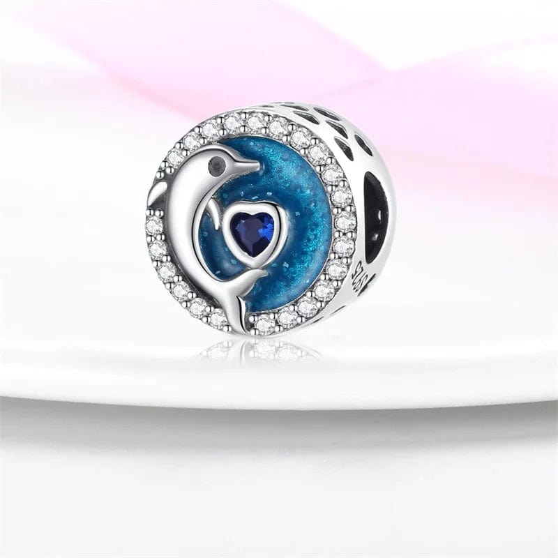 Pangama Jewelry Ocean Dolphin and Heart Circle Charm