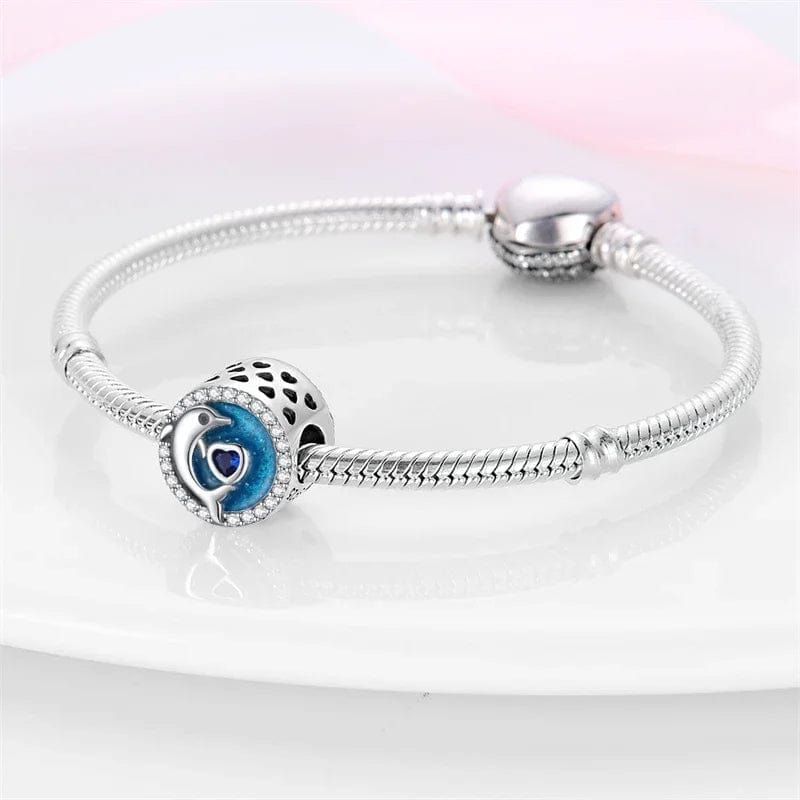 Pangama Jewelry Ocean Dolphin and Heart Circle Charm
