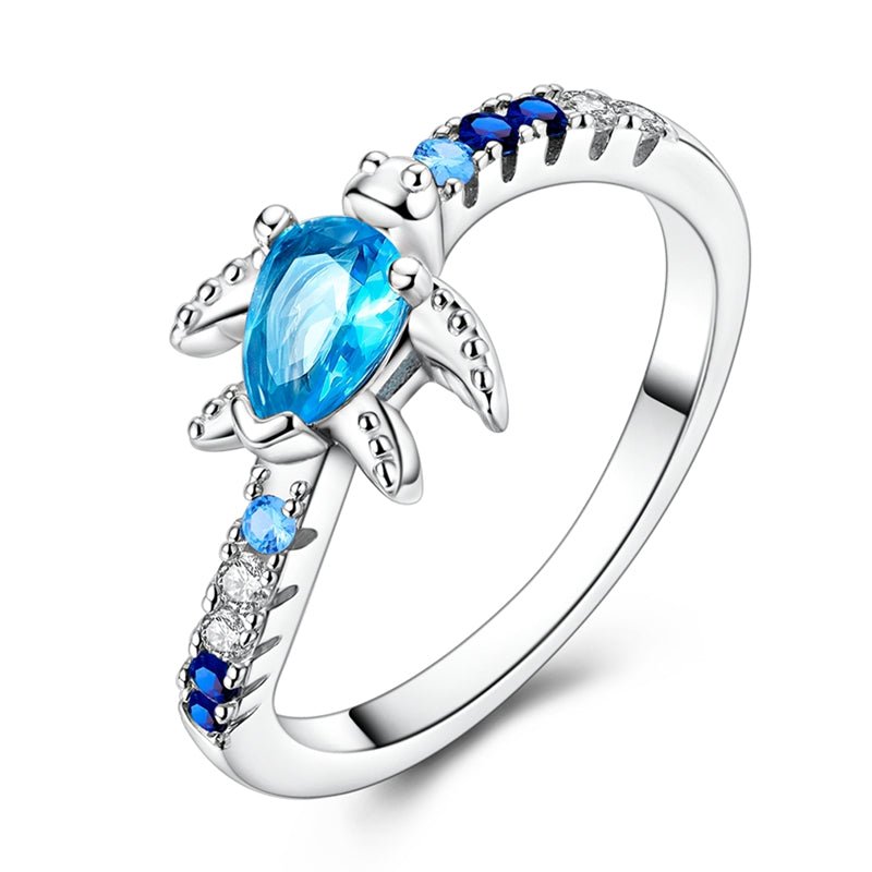 Pangama Jewelry Ocean Turtle with Blue Crystal Ring