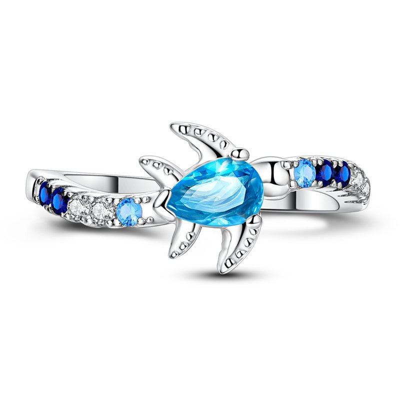 Pangama Jewelry Ocean Turtle with Blue Crystal Ring
