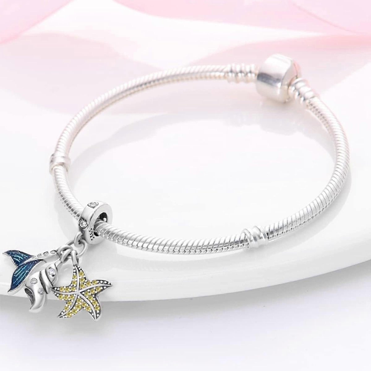 Pangama Jewelry Ocean Whale Tail and Starfish Triple Dangle Charm