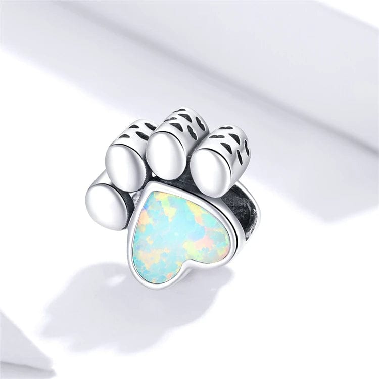 Pangama Jewelry Opal Heart Paw Print Charm