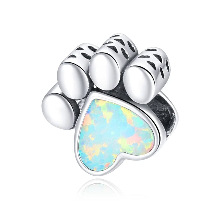 Pangama Jewelry Opal Heart Paw Print Charm