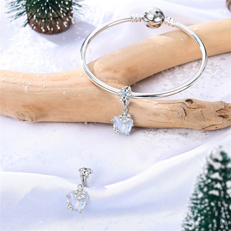 Pangama Jewelry Opal Snowflake Cat Dangle Charm