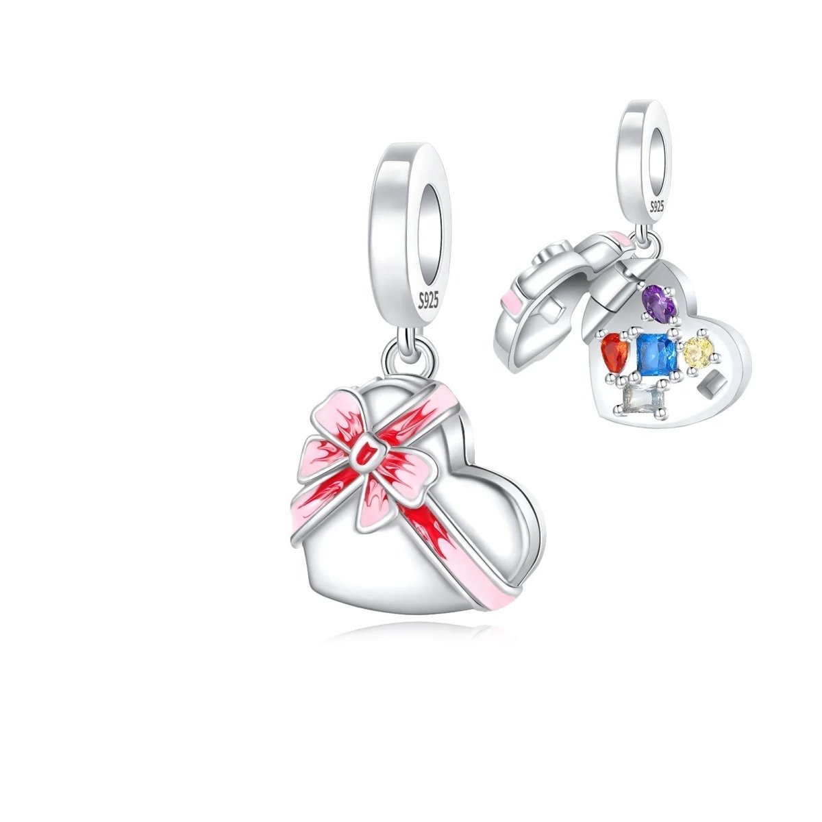 Pangama Jewelry Openable Heart Chocolate Gift Box Dangle Charm
