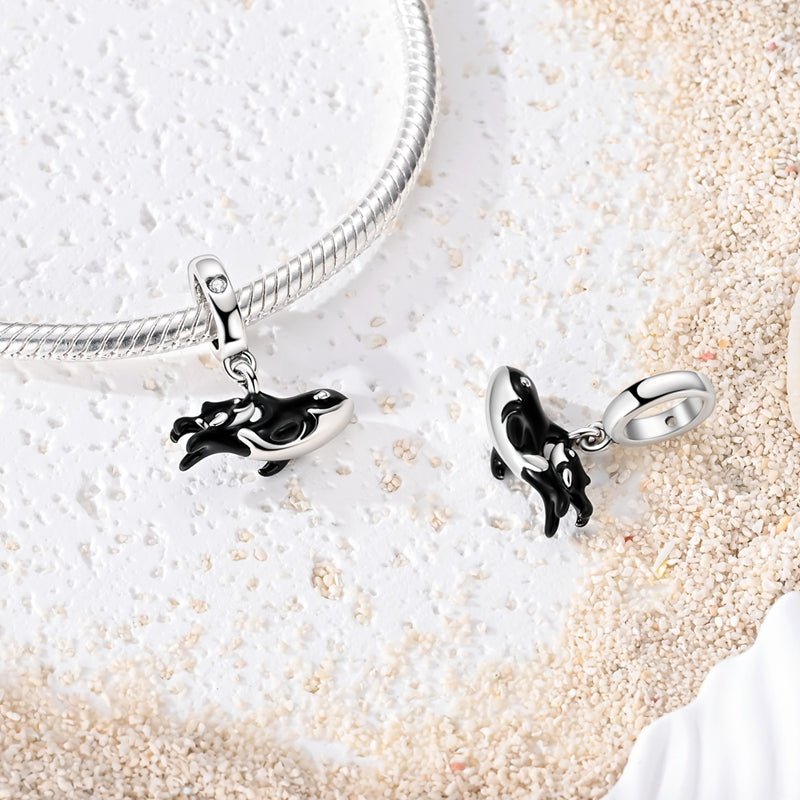 Pangama Jewelry Orca Whale Mother & Baby Dangle Charm