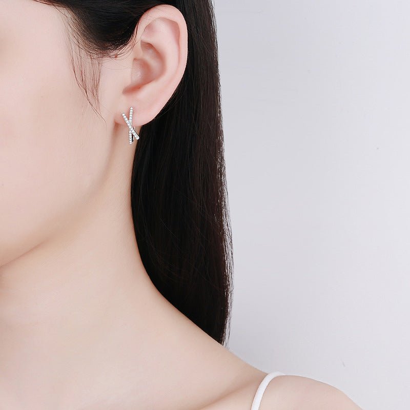 Pangama Jewelry Pangama Crisscross Pavé Moissanite Hoop Earrings