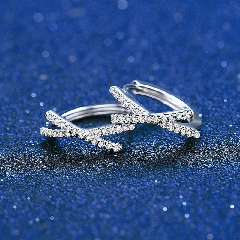 Pangama Jewelry Pangama Crisscross Pavé Moissanite Hoop Earrings