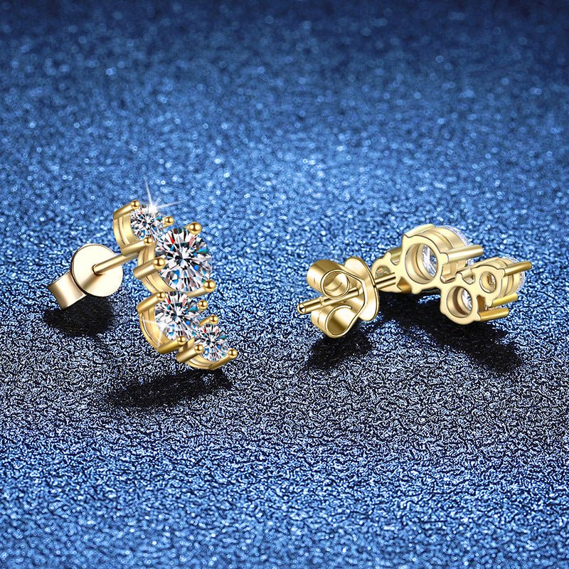 Pangama Jewelry Pangama Golden Grace Moissanite Climber Earrings