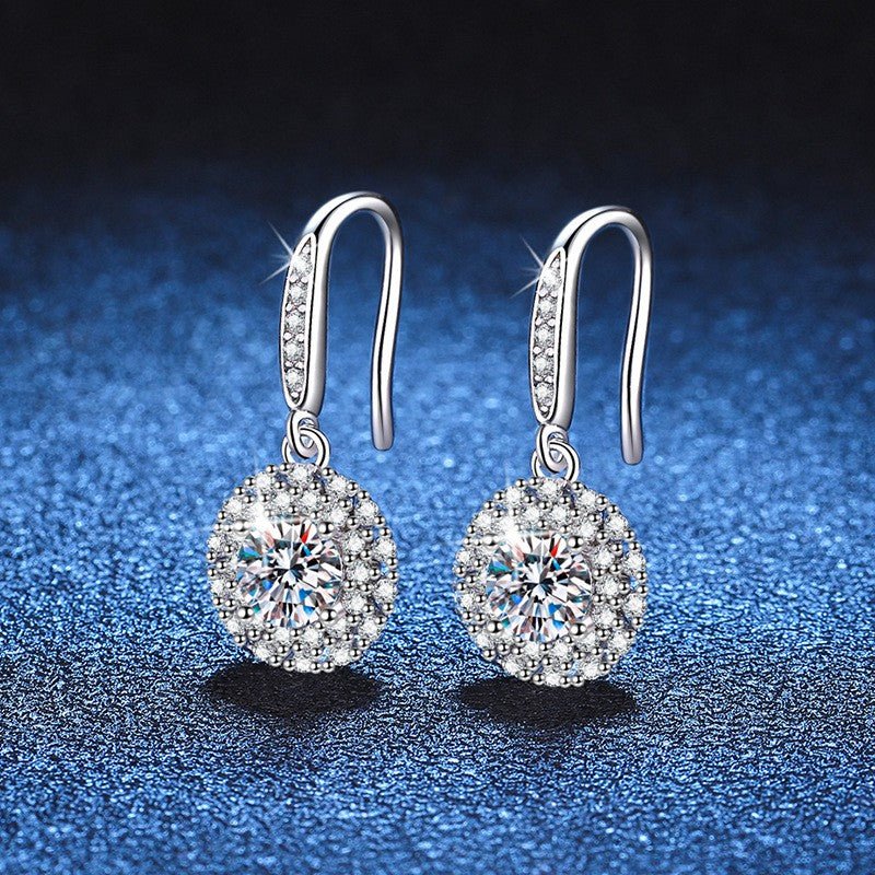 Pangama Jewelry Pangama Halo Drop Moissanite Earrings