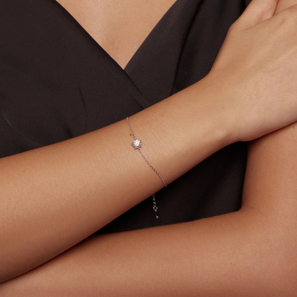 Pangama Jewelry Pangama Solitaire Sterling Silver Moissanite Bracelet