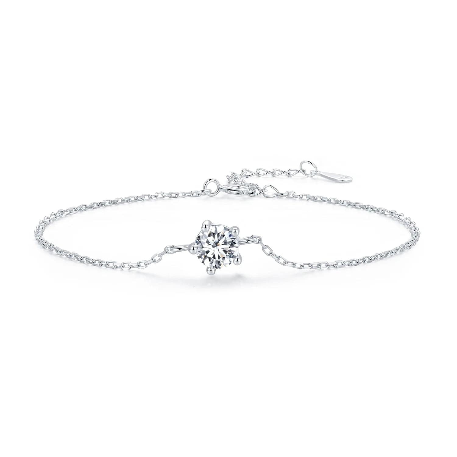 Pangama Jewelry Pangama Solitaire Sterling Silver Moissanite Bracelet