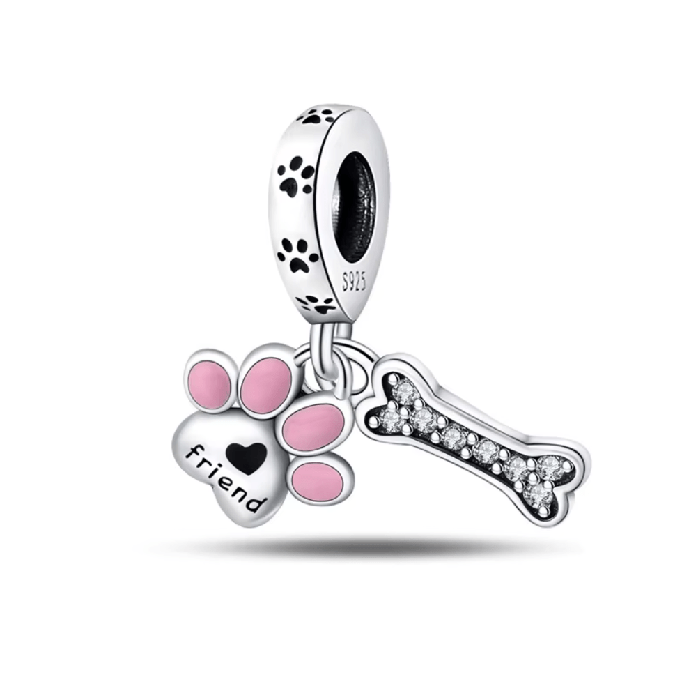 Pangama Jewelry Paw Print & Bone Pet Friend Dangle Charm
