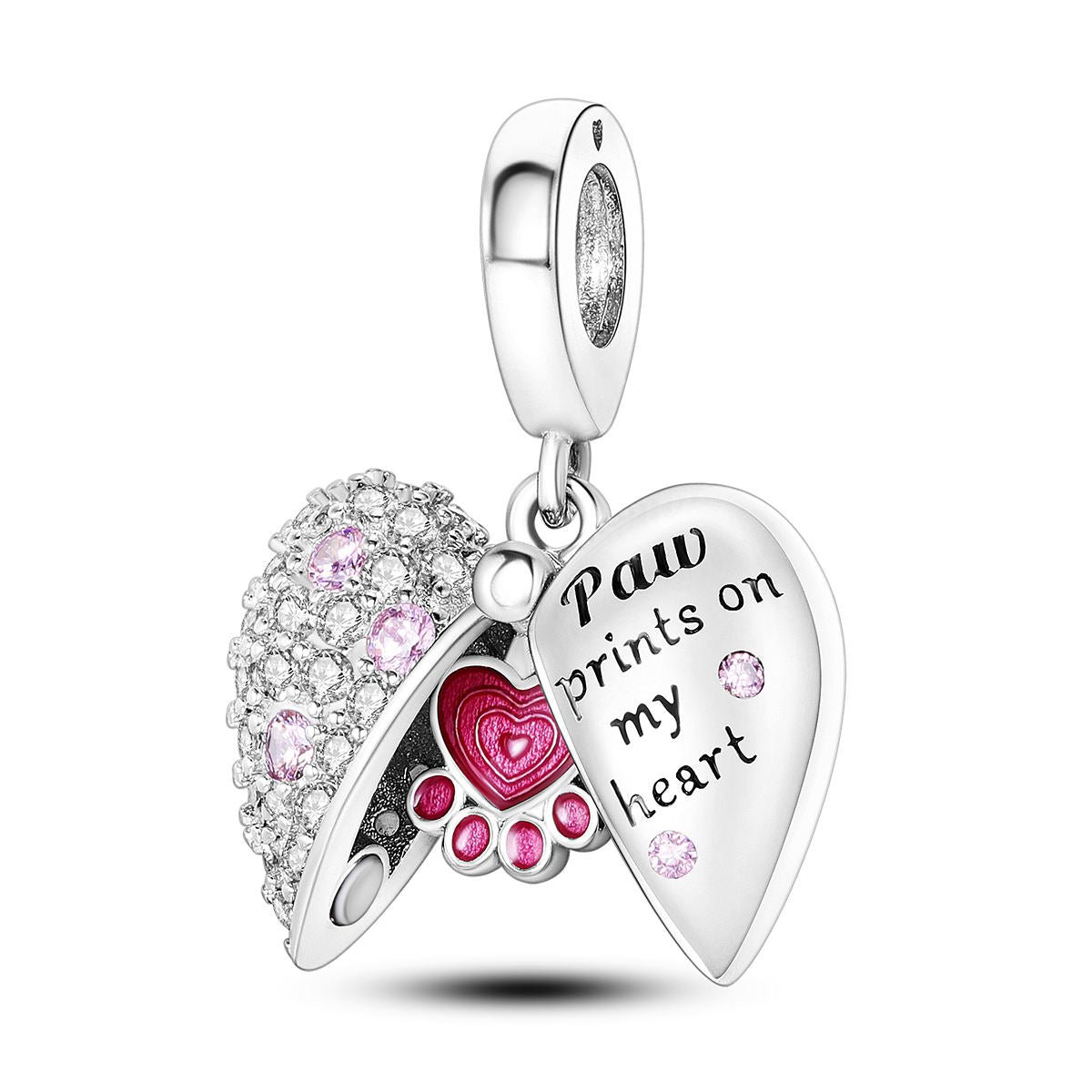 Pangama Jewelry Paw Prints on My Heart Dangle Charm
