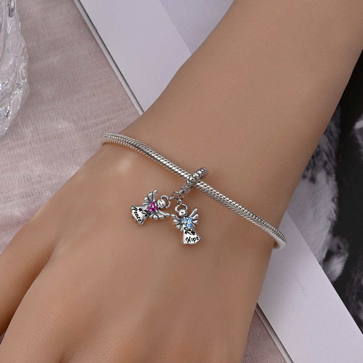 Pangama Jewelry Peace & Hope Angels Double Dangle Charm