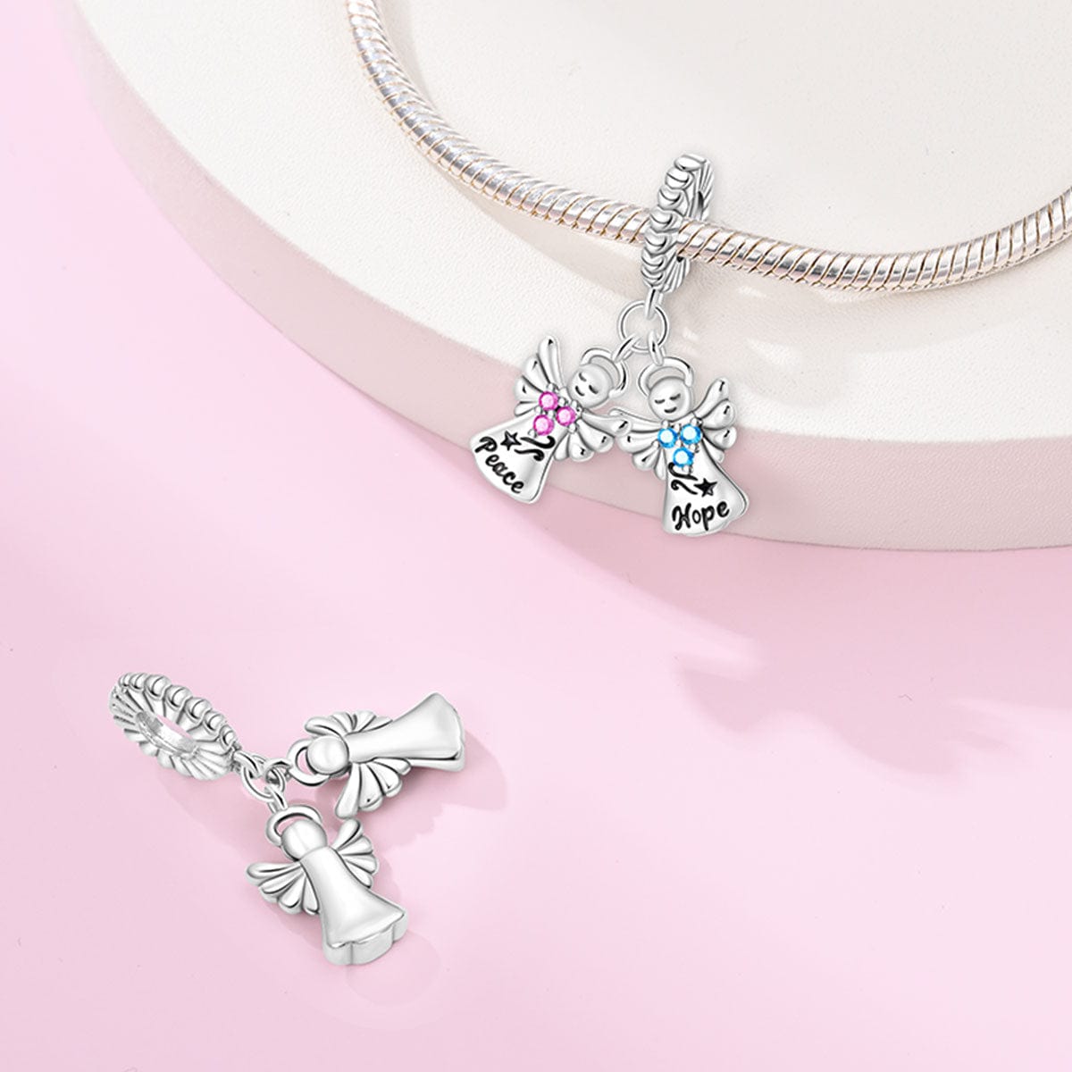 Pangama Jewelry Peace & Hope Angels Double Dangle Charm