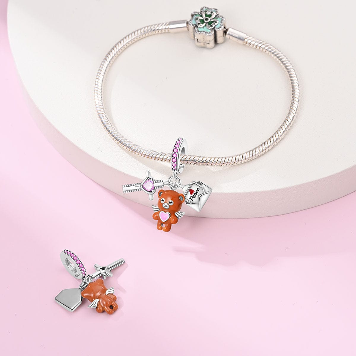 Pangama Jewelry Peaceful Bear with Heart & Love Letter Triple Charm