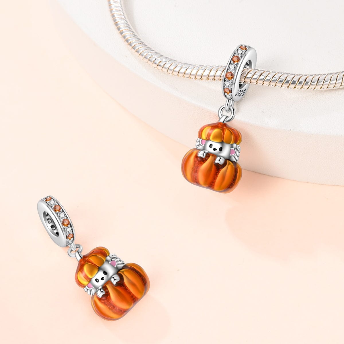 Pangama Jewelry Peek - a - Boo Pumpkin Hedgehog Charm