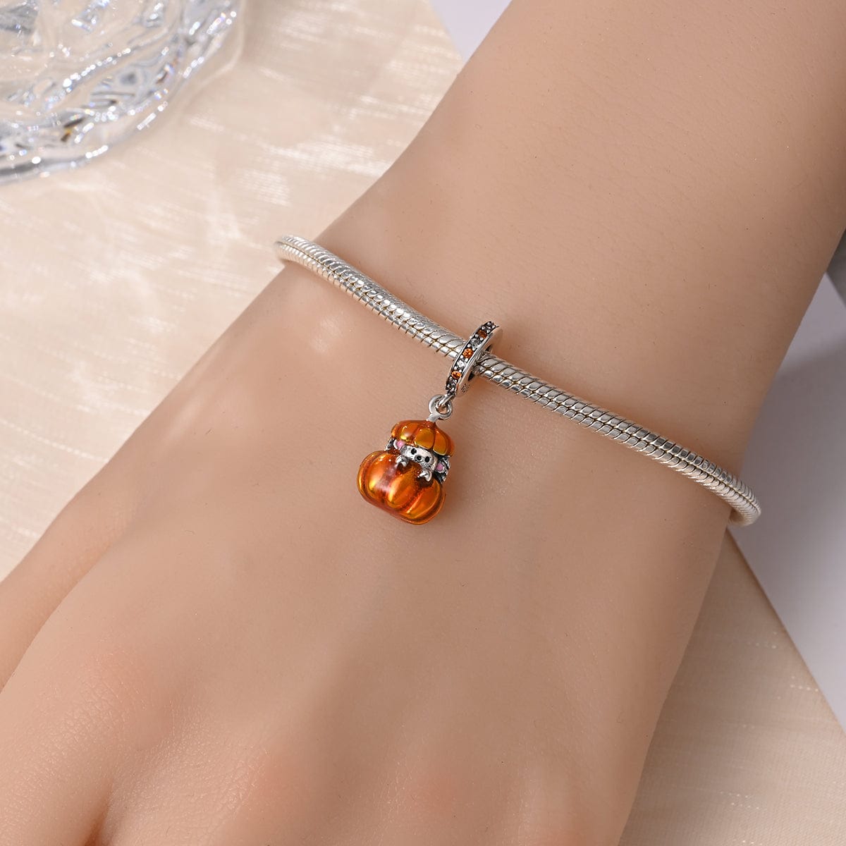Pangama Jewelry Peek - a - Boo Pumpkin Hedgehog Charm