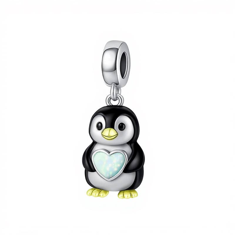 Pangama Jewelry Penguin with Heart Stone Dangle Charm