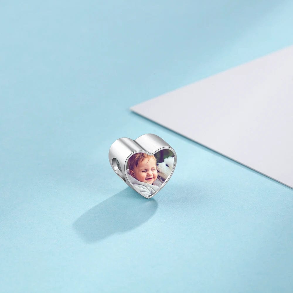 Pangama Jewelry Personalized Baby Footprint Heart Photo Charm